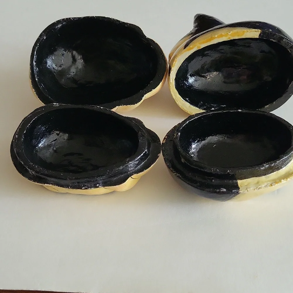 Artisan Cat Figurines - Black and Cream